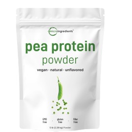 Micro Ingredients North American Grown, Pea Protein Powder, 5 Pounds | Plant Based, Unflavored | Complete Vegan Protein Source with BCAAs & EAAs – 27g Serving | Non-GMO, Keto Friendly
