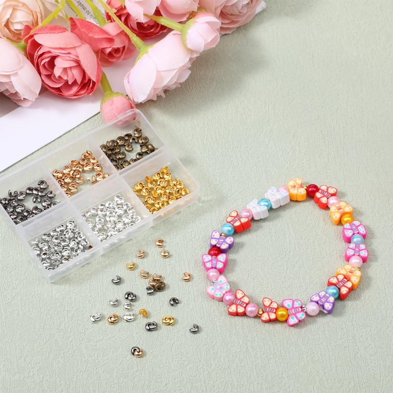 300 PCS Metal Crimp Covers, 3mm Jewelry Crimp Beads Half