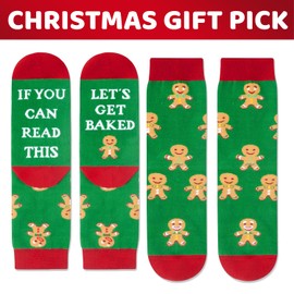 Zmart Christmas Gifts Stocking Socks For Boys Girls - Secret Santa Socks Xmas Stocking Stuffers for Kids Gingerbread Socks 7-9 Year Old