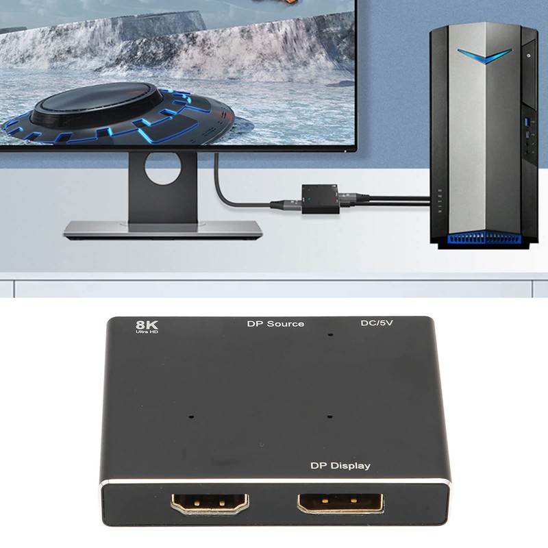 1 in 2 HDMI Splitter 8K Outputs, DisplayPort HD Multimedia