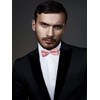DiBanGu Silk Pink Mens Bow Tie Paisley Pretied Bow Tie