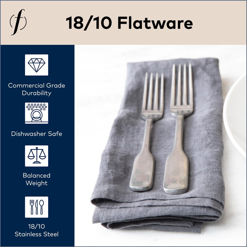 FORTESSA Ashton 18/10 Stainless Steel Flatware, 5 Piece Place Setting