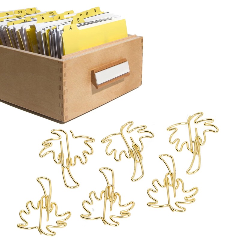 50 Pcs Paper Clips Portable Mini Cute Golden Coconut Tree