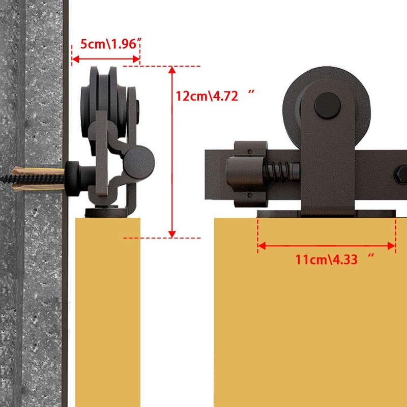 8FT Sliding Barn Door Hardware Kit Black Rustic Rail Track