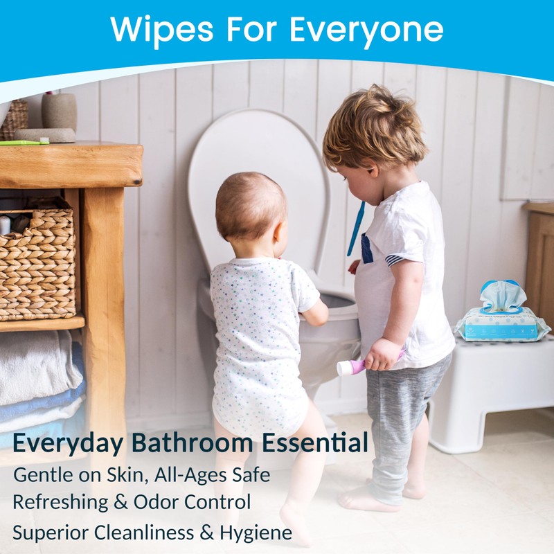 WONDERFUL Flushable Butt Wipes, Unscented 100% Plant-Based Wet Wipes for