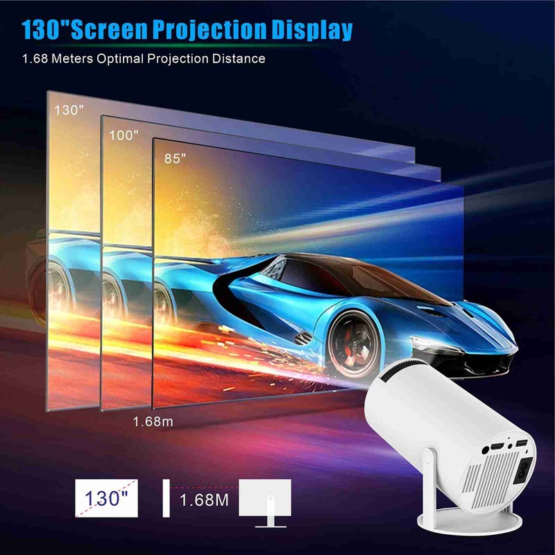 Projector 720P High Definition 180 Degree Rotation 4K Hard Decoding