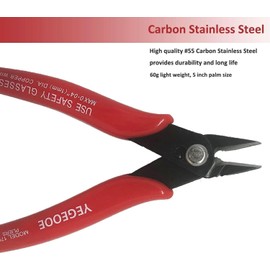 YEGEOOE Flush Wire Cutter, 10PACK Precision Diagonal Cutting Pliers Small Wire Cutter Nippers for Electronics Wires Jewelry Screws (5 Inch Size) (RED)