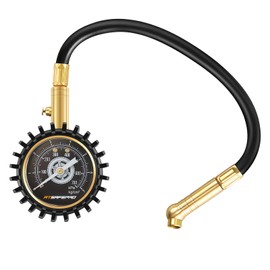 ATsafepro エアゲージ 車 700KPA, 空気圧ゲージ タイヤ圧力計,柔軟なホースグローダイヤルを備えた正確な車のタイヤゲージ， 自転車、オートバイ、車、SUVなどに
