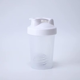 Shaker Bottle for Protein Shakes and Pre-Workout, 400ml, Clear/Black (white)