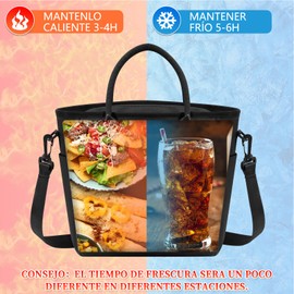 NUBILY,Loncheras para Mujer,gran capacidad,lonchera para hombre,Bolsa de Almuerzo Impermeable,Lonchera Térmica,a Prueba de Fugas,Lunch Bag Reutilizable,para picnic,oficina,camping,al Aire Libre,Negro