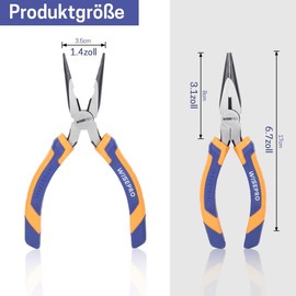 WISEPRO Long Nose Pliers, 60CR-V Needle-Nose Pliers, 160 mm Long Nose Pliers with Side Cutters, Non-Slip Handle, for Jewellery Making (6 Inches)