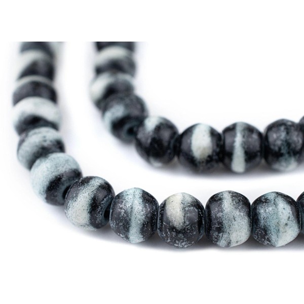 Black Rustic Bone Mala Beads 10mm Nepal Round Large Hole