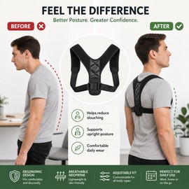 Posture Corrector Back Brace for Daily Support – Adjustable Shoulder Belt for Office, Driving & Home Use
