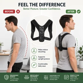 Posture Corrector Back Brace for Daily Support – Adjustable Shoulder Belt for Office, Driving & Home Use