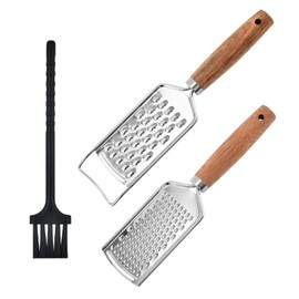 Hwtcjx Pack of 2 Cheese Grater, Parmesan Grater, Lemon Grater, Stainless Steel Grater with Brush, Fine Zester Grater, Garlic Grater, Ginger Grater, Nutmeg Grater, Rasp Kitchen Grater for Cheese