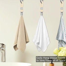 Ezranova Hanging Tea Towels Clip, 5 Pcs Brackets-Braided CottonTowel Clips with Hanging Loop, Cloth Hook Clip Hangers for Home Kitchen Bathroom Cupboards Cloth Hanger Holder Loop
