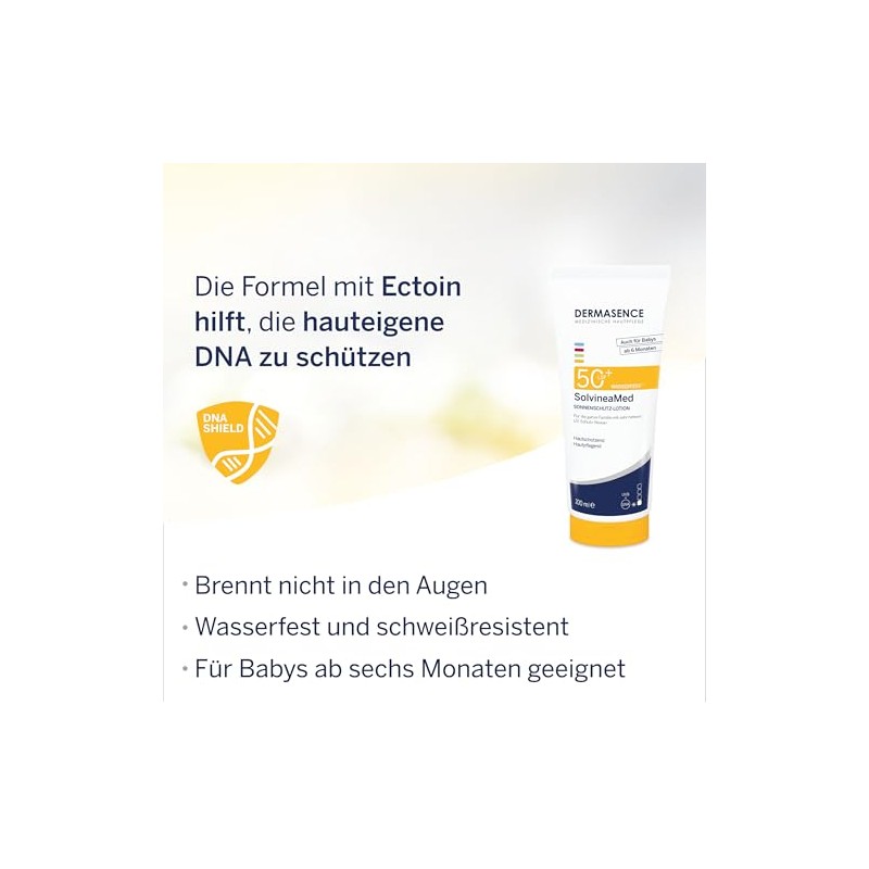 DERMASENCE SolvineaMed Sun Protection Lotion SPF 50plus, 200 ml, Waterproof,