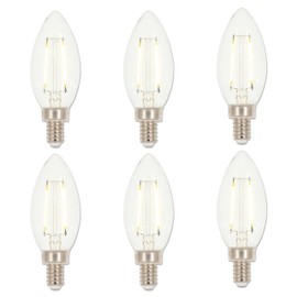 Westinghouse 4517120 3.3 Watt (40 Watt Equivalent) B11 Dimmable Clear Filament LED Light Bulb, Candelabra Base, 6 Pack