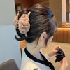 Korean Edition Organza Flower Ribbon Large Claw Clip for a Soft Vibe Soft Elegant Beige- 5ea
