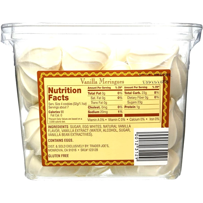 Trader Joe's 6 Packs Trader Joe's Vanilla Meringues Cookies Fat