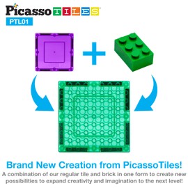 PicassoTiles - Azulejos magnéticos de ladrillo STEM creativo juego de bloques de construcción de ladrillo de construcción de juguete de construcción de pinchos de juguete accesorio educativo