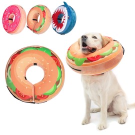 BEAUTYZOO Dog Cone Alternative After Surgery for Large Medium Small Dogs, Soft Inflatable Cone Collar for Dogs Cats, Dog Neck Donut E Collar Dog Recovery Collar to Stop Licking, Brown Burger, XL