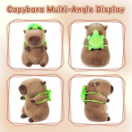 Loskv Cute Capybara Plush with Turtle Backpack Soft Capybara Stuffed Animals Capybara Hugging Gifts Capybara Doll Pillow for Kids Girls Toys (Turtle Capybara Brown 15.75 inch)