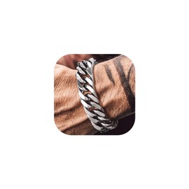 Bandmax Men's Women's Stainless Steel Chain Cuban Curb Bracelet 8 mm/12 mm/17 mm Wide Curb Chain Bracelet 19/21/23 cm Chain Boys Girls Jewellery, Stainless Steel