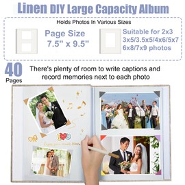 40 Page 7.5" x 9.5" Photo Album Self Adhesive Wedding Scrapbook Linen Beige