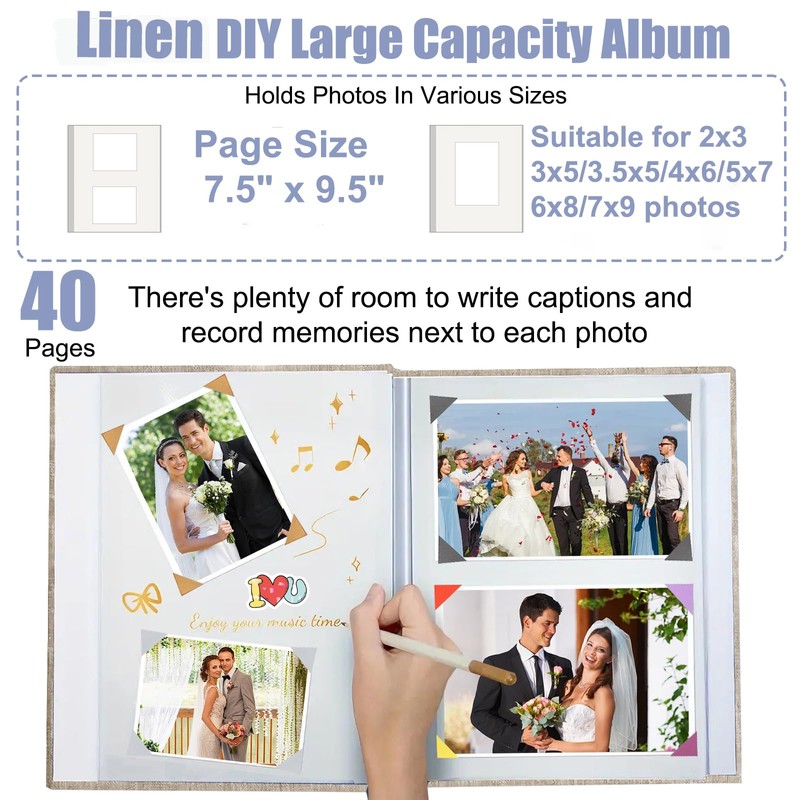 40 Page 7.5" x 9.5" Photo Album Self Adhesive Wedding