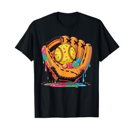 Ice Cream Drip Softball Stuff Softball Drip For Boys Girls T-Shirt