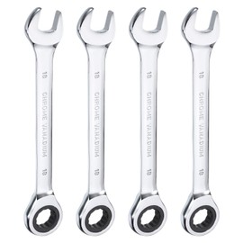 HARFINGTON 4pcs Ratcheting Wrench 18mm Metric 12PT Cr-V Polished Chromed Ratcheting Double End Combination Wrench with 72 Tooth and 5° Movement Industrial Grade Gear Spanner Tool for Repair