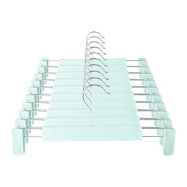 GUANJUNE Clothes Pants Hangers, Space-Saving Skirt Holders with 360 ° Swivel Hooks, Adjustable Clips, Trouser Hangers, Clothes Coat Garment Jeans Hangers (10 Pack, Green)