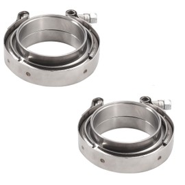 LinaLife 2pack 3.0 Inch V Band Clamp Stainless Steel with Flange Flat Mild Steel Male Female Flange Assembly