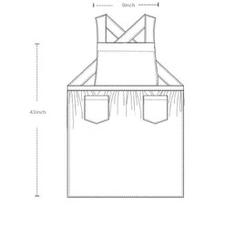 Women's Japanese Apron Cotton and Linen with Crossed Straps Bib Solid Colour Vintage Cotton Kitchen Apron with 2 Pockets for Chef, Gardening