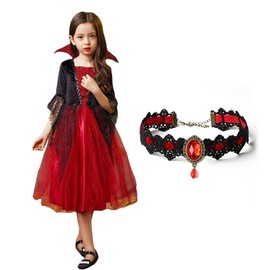 Harsever Halloween Costume, Children, Vampire, Devil, Cosplay Costume, Witch Costume, Girls, County, Cosplay, Boys, Kids Costume, Party, Girls (XL)