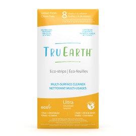 Tru Earth Tiras ecológicas para limpiador multisuperficie, ecológicas, biodegradables y sin plástico, 8 tiras, limón fresco