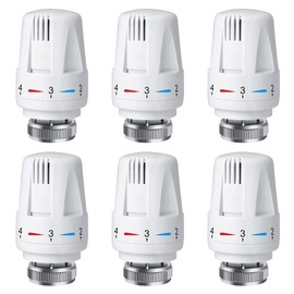 Swetup Trv Thermostatic Radiator Valve, 6 Pieces Thermostatic Valves Head Only, Radiator Thermostat Head M30 x 1.5, Standard Radiator Valves Replacement Head for Home Office, White