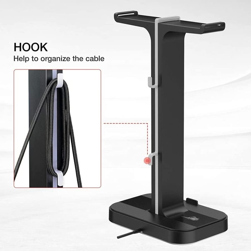 Havit RGB Headset Stand with Dual Hanger and 2 USB