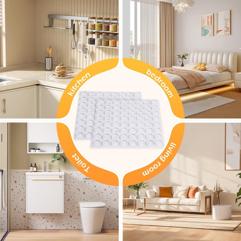 240 Pcs Cabinet Door Bumpers, 1/2" Diameter Self Adhesive Clear
