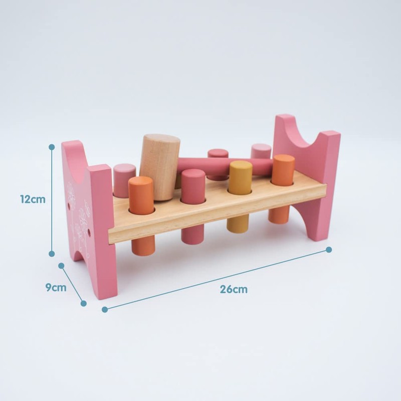 jumini Toy Wooden Hammer Bench - Pound a Peg with