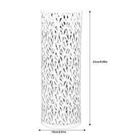 Riuulity Hollow Pattern Round Metal Umbrella Stand for Entryway Office Home Umbrella Holder with 4 Hooks and Removable Drip Tray (S (30-59cm/11.81-23.23 inch)