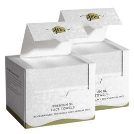 100 JenMom Premium Disposable Face Towels, Extra Large, Lint Free, Super Soft, 100% Biodegradable, Chemical and Fragrance Free: 10” x 12” Dry Wipes. Two 50 Count Boxes