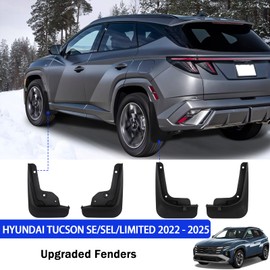 Peleus Mud Flaps Mud Guards for Hyundai Tucson SE/SEL/Limited(NOT FIT N Line)2022 2023 2024 2025 Aerodynamic Mud Flaps Splash Guards Fenders for Hyundai Tucson Accessories Set of 4 Mudguards Mudflaps