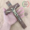 Wooden Crucifix - Wall Mounted - Christ Brass Plated -