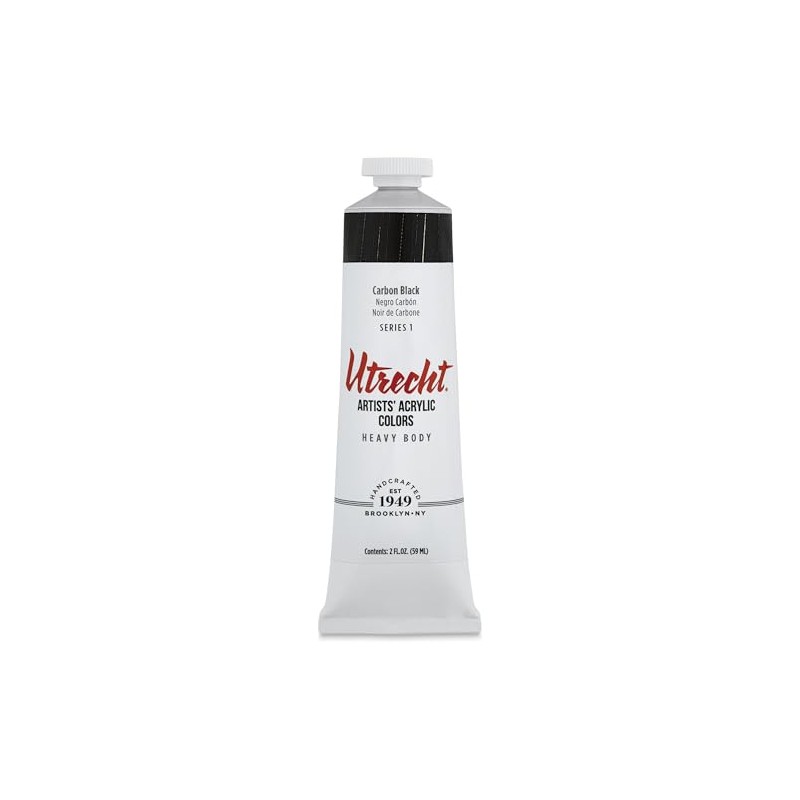 Utrecht Artists' Acrylic Paint - Carbon Black, 2 oz tube