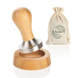 PURO VERDE Coffee Tamper 58 mm Stainless Steel | The Perfect Barista Accessory with Ergonomic Handle and Elegant Bamboo Stand | The Espresso Tamper Set for Maximum Enjoyment