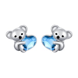 Hypoallergenic Koala Stud Earrings 925 Sterling Silver Koala Bear Cute Animal Jewelry Gift for Women Birthday Christmas