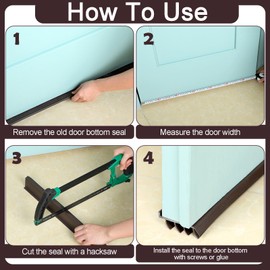 Innconee 2 Pack 4 Feet Vinyl Door Bottom Adjustable Weatherstrip Door Bottom with Drip Cap Brown Weatherproof Under Door Seal Fits Gaps from 1/4'' to 9/16'' for 1 3/4'' to 2'' Thick Doors