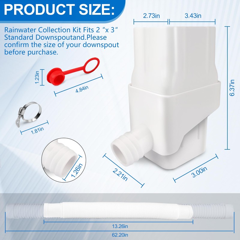 Downspout Rainwater Collection, Rain Barrel Diverter Kit Fits 2 “x